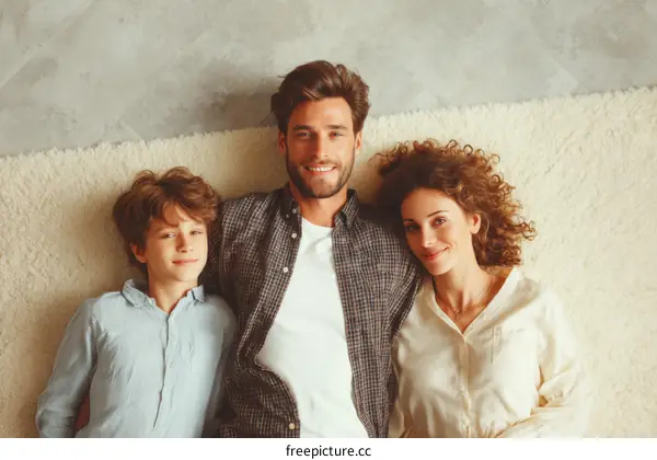 Happy Family Lying on a Soft Carpet