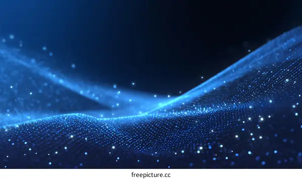 Abstract Blue Digital Wave Particles