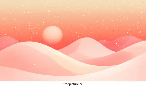 Pastel Sunset Desert Landscape Illustration