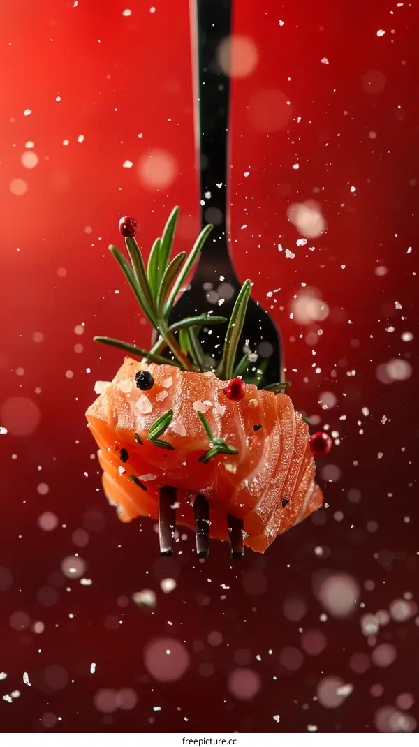 A forkful of delicious salmon