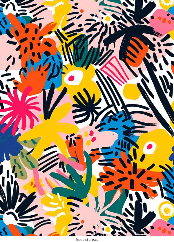 Colorful Abstract Floral Pattern Illustration