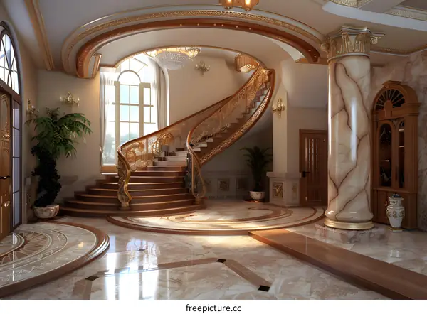 Luxurious Foyer with Grand Staircase