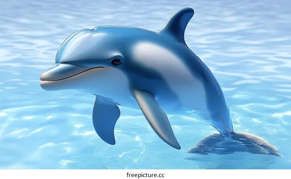 Dolphin in Blue Water Illustration