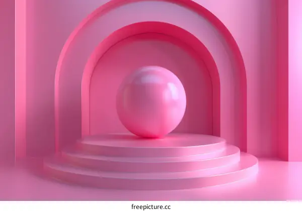 Pink Geometric 3D Display Stage Design