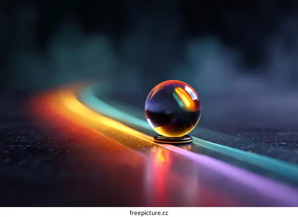 Abstract Glass Sphere on a Colorful Pathway