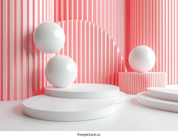 Minimalist Pink and White Geometric Display