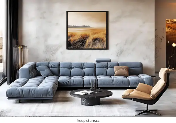 Modern Living Room with Sectional Sofa and Coffee Table