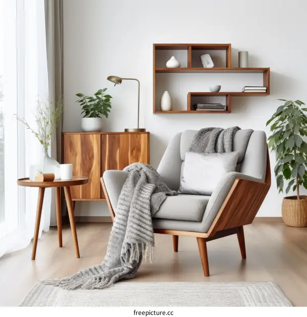 A Stylish and Modern Living Room With a Comfortable Chair