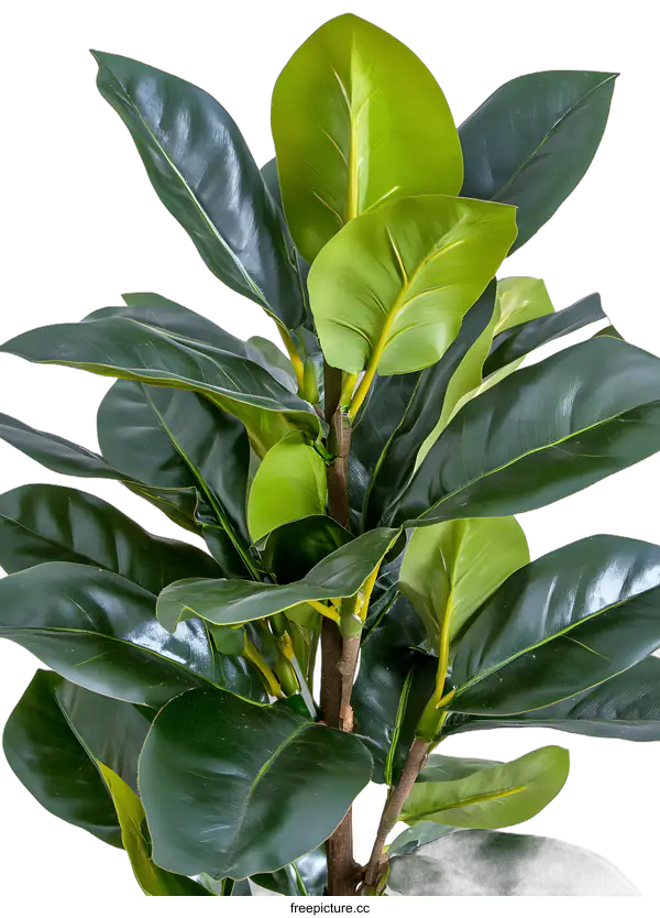 [Transparent Background PNG]Green Ficus Tree Leaves Against White Background