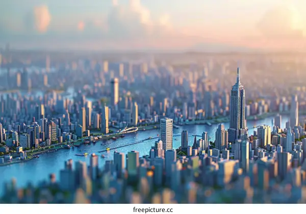 Miniature Cityscape Panorama of Skyscrapers