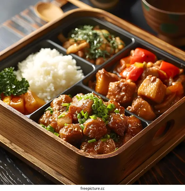 A delicious and healthy meal of chicken, rice, and vegetables.