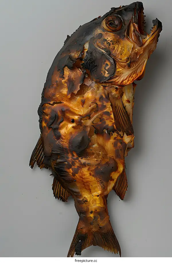 Grilled Fish on Gray Background