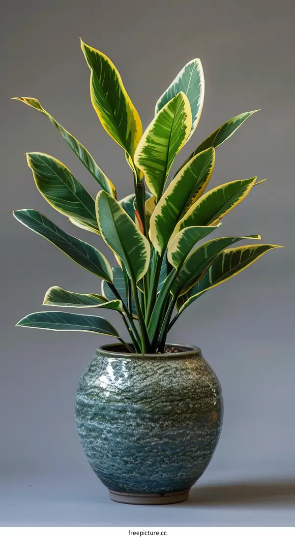 Alocasia Lauterbachiana in a Ceramic Pot