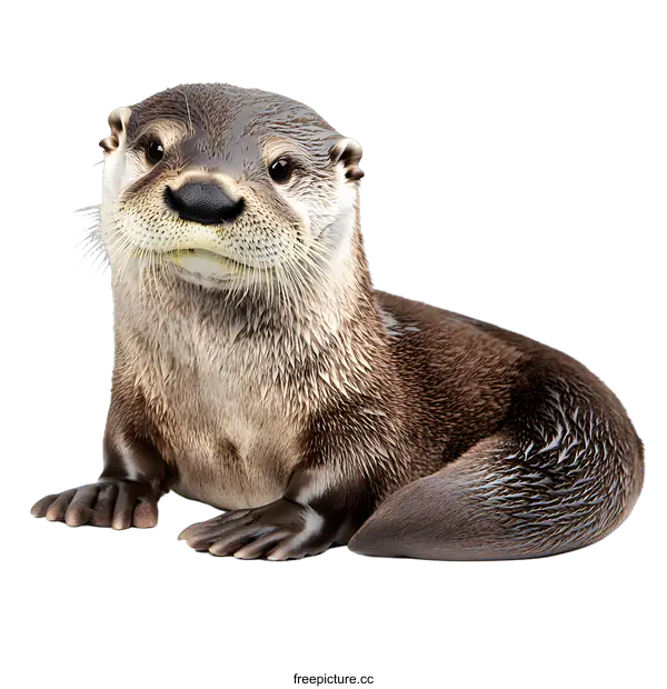 [Transparent Background PNG]Closeup Portrait of a River Otter with White Background