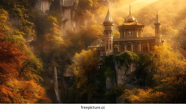Autumn Castle In The Mountains
