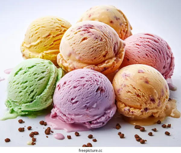 Close-up Colorful Ice Cream Scoops