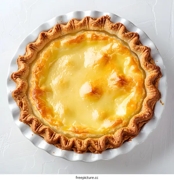 A photo of a chess pie with a golden crust