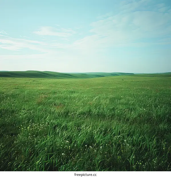 Vast Grassland Landscape Under a Expansive Sky