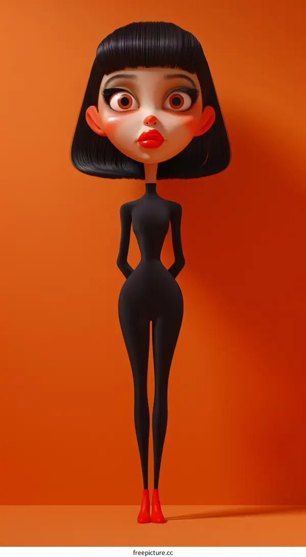 3D Render of a Stylish Woman with a Large Head