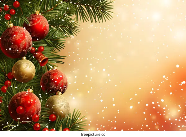 Christmas Tree With Red And Gold Ornaments