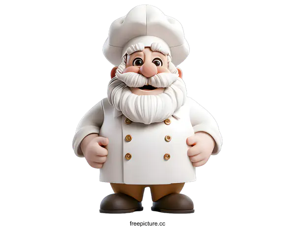[Transparent Background PNG]A cartoon chef is smiling with his hands on his hips