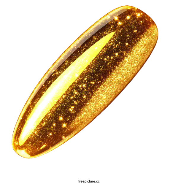 [Transparent Background PNG]Golden Glitter Capsule Illustration