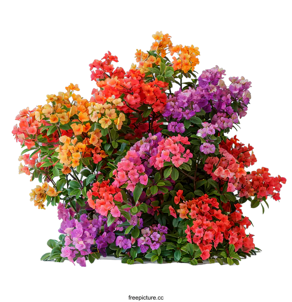 [Transparent Background PNG]A beautiful flower bush with many different colored flowers