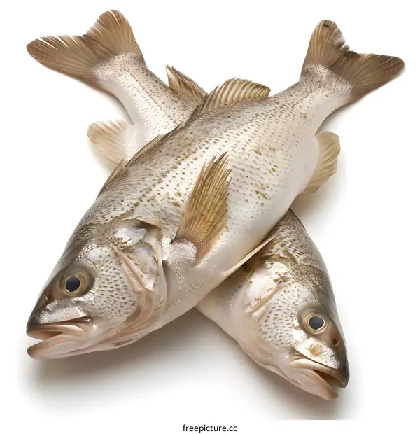 Two Fresh Fish on White Background