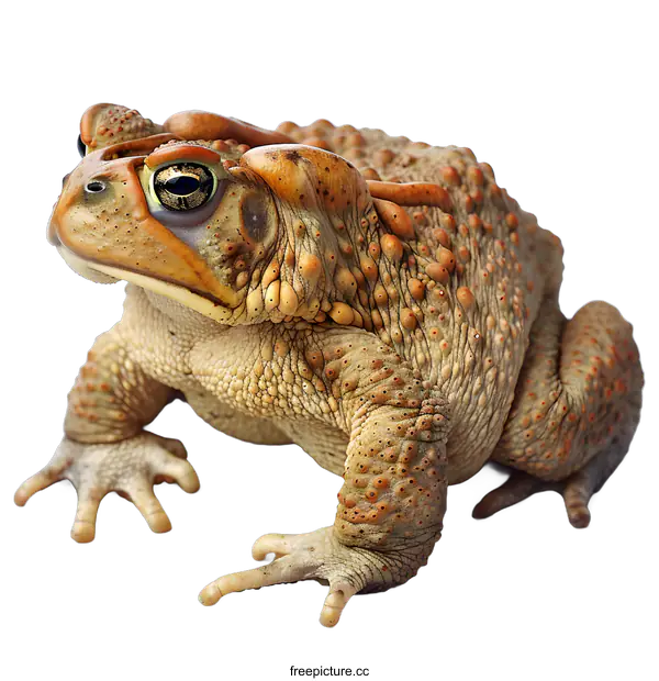 [Transparent Background PNG]A large brown toad sits on a white surface