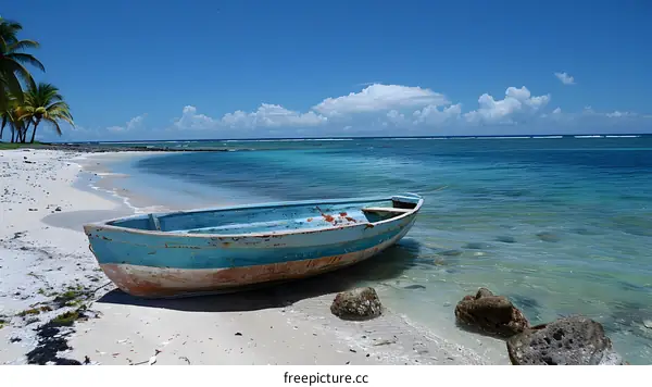 Old Wooden Boat on a Tropical Beach