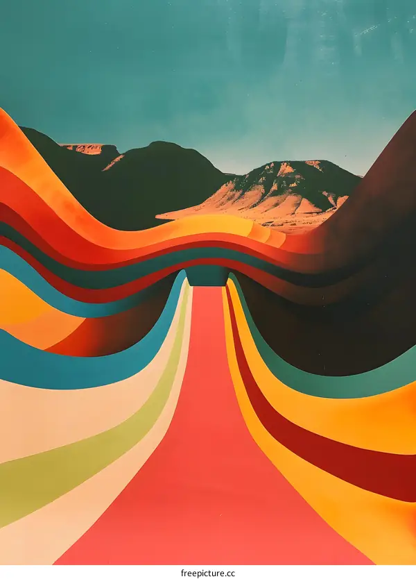 Abstract Colorful Mountain Landscape