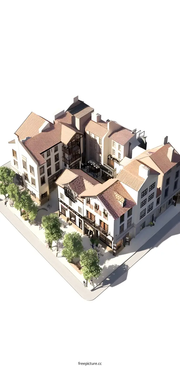 European Style Architecture Building Design With People Walking