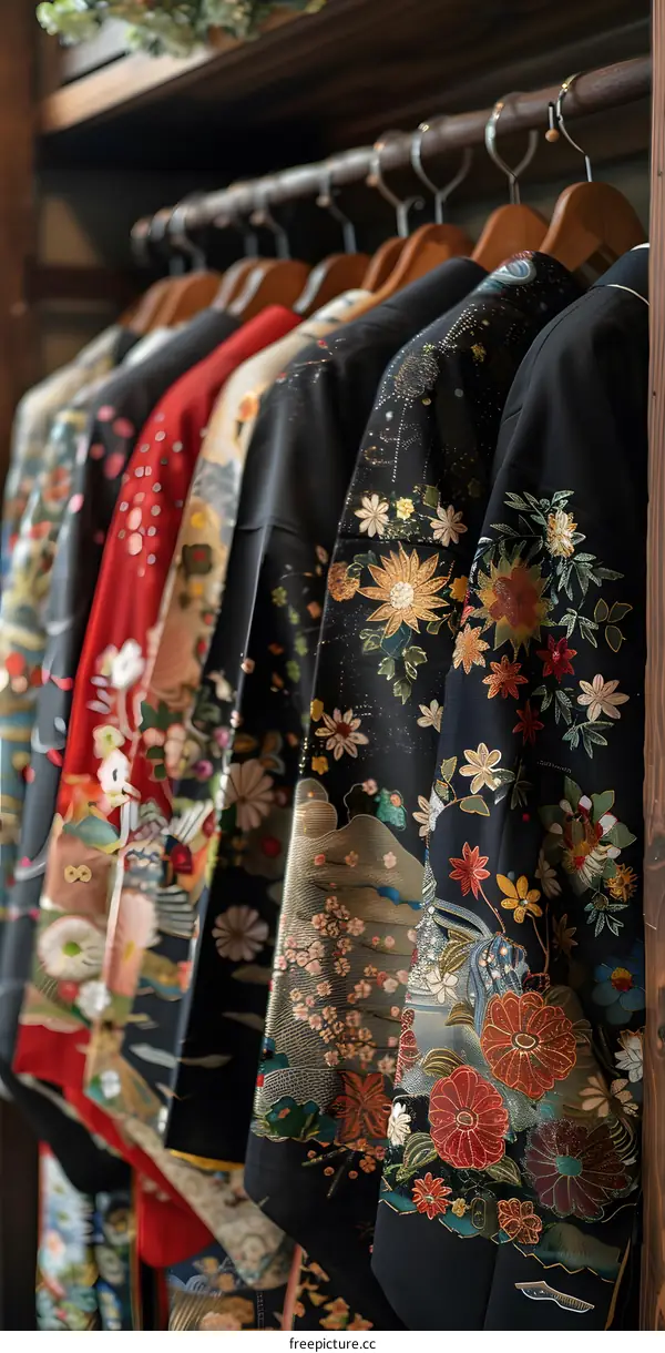 Traditional Japanese Kimono with Floral Designs