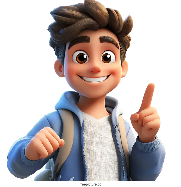 [Transparent Background PNG]Cheerful Cartoon Boy Illustrative Image