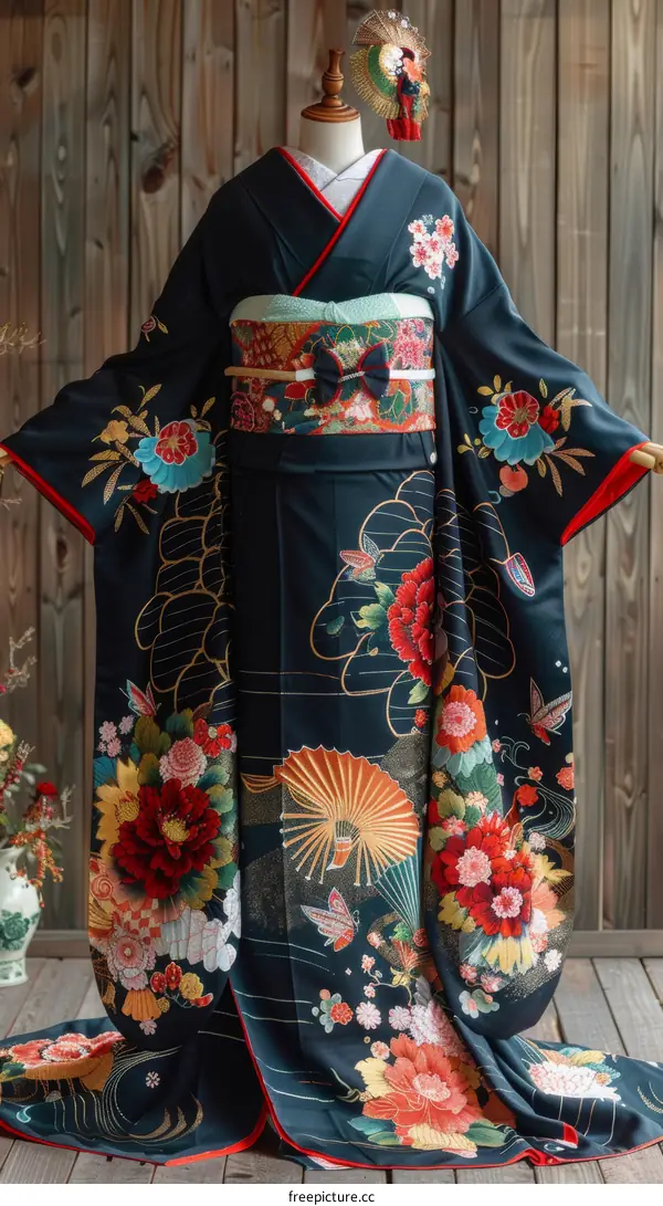 A kimono with a floral pattern