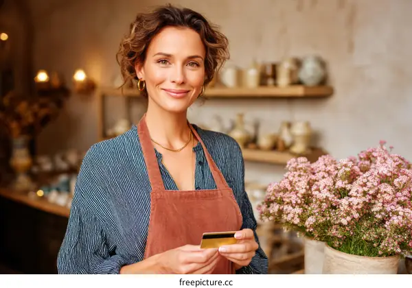 Friendly Shop Owner Accepting Payment