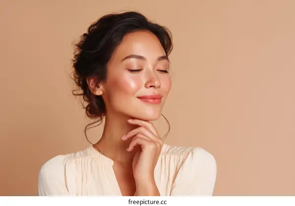 Closeup Asian Woman Portrait  Beauty Skin Care