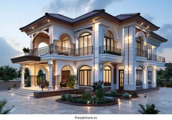 Luxury Mansion Exterior Design Illustration