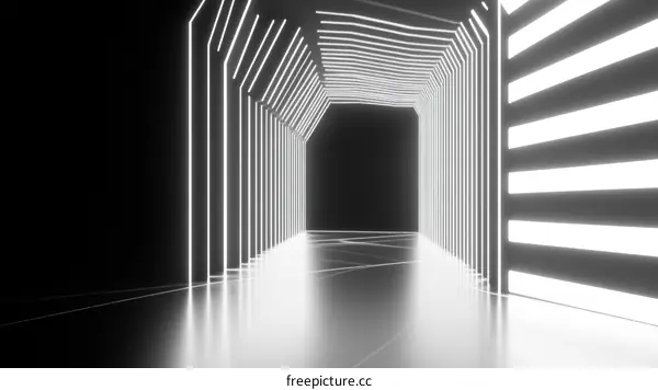 Abstract Neon Light Tunnel Corridor Design