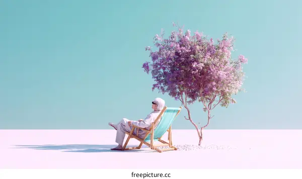 Peaceful Relaxation Under a Vibrant Spring Tree