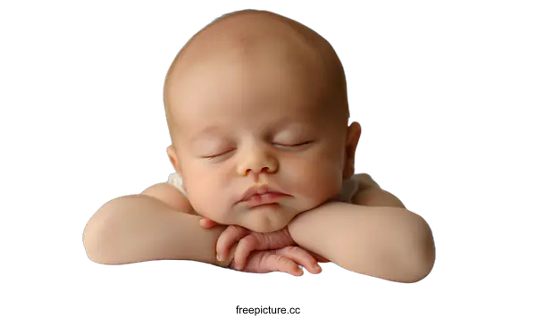 [Transparent Background PNG]Sleeping Baby on White Blanket