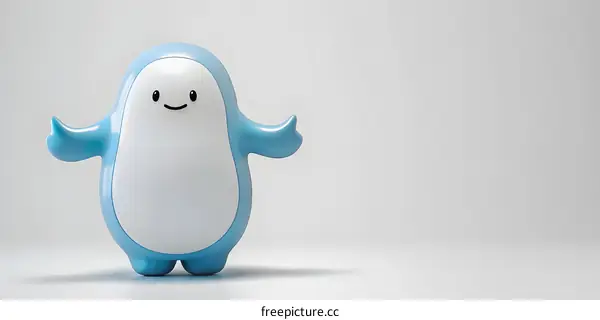 A cute blue and white cartoon character with its arms outstretched
