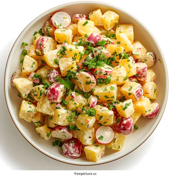 Potato salad with chives and radishes