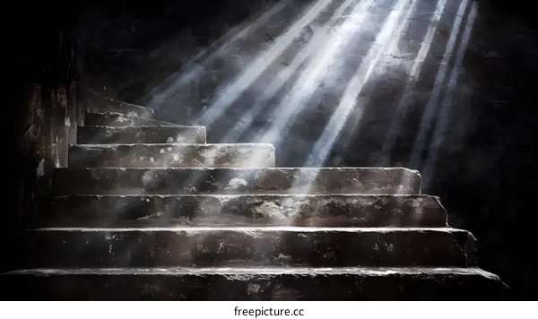 Stone Stairway With Light Beams