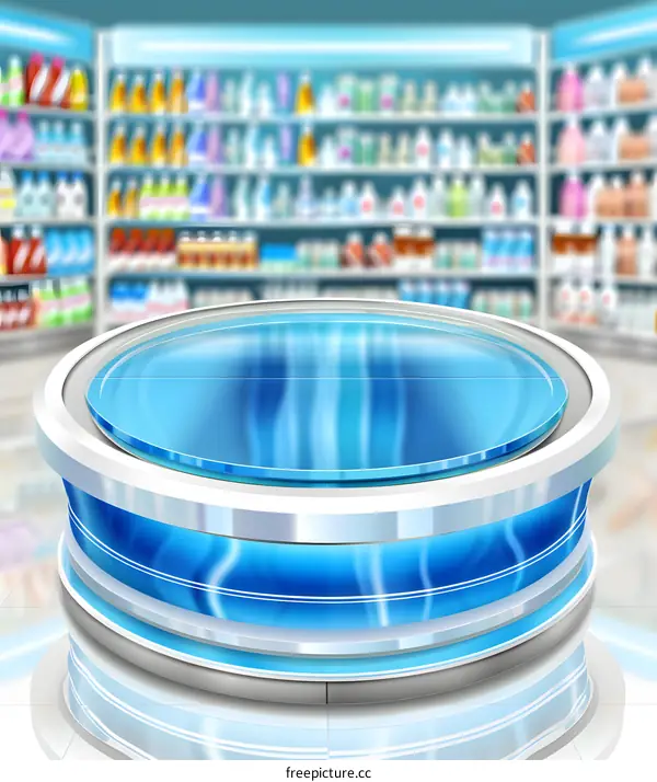 Blue Glass Display Stand Mockup