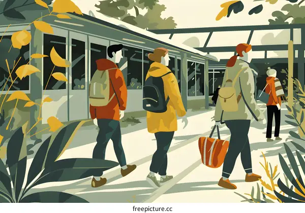 People Walking Through a Green Campus