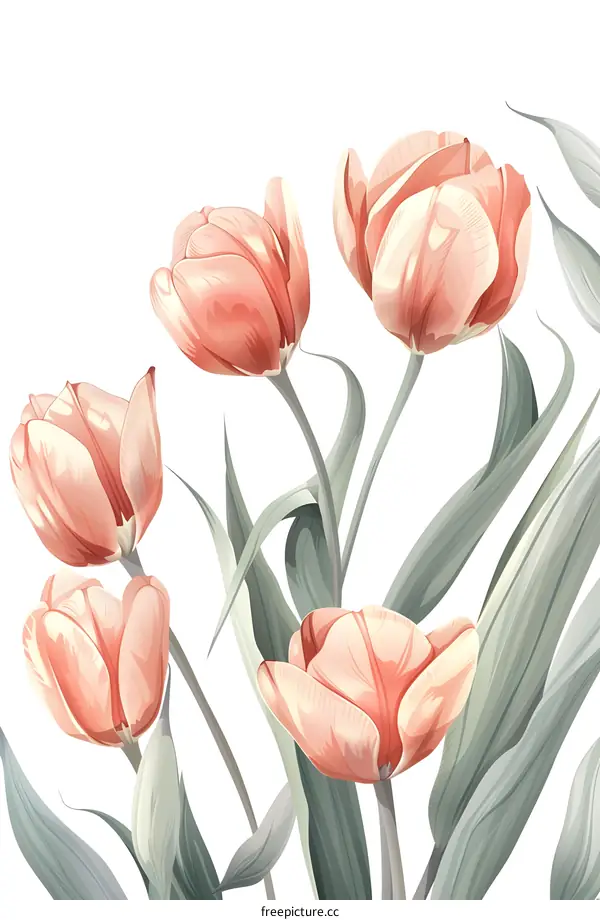 Pink Tulips Floral Illustration