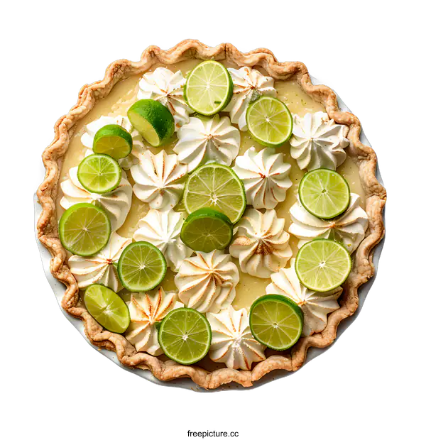 [Transparent Background PNG]Key Lime Pie with Meringue Topping