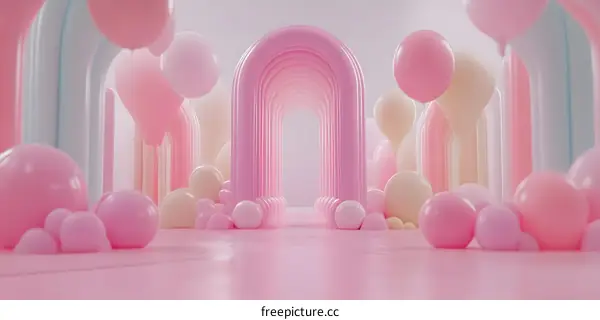 Pink Balloon Archway 3D Render