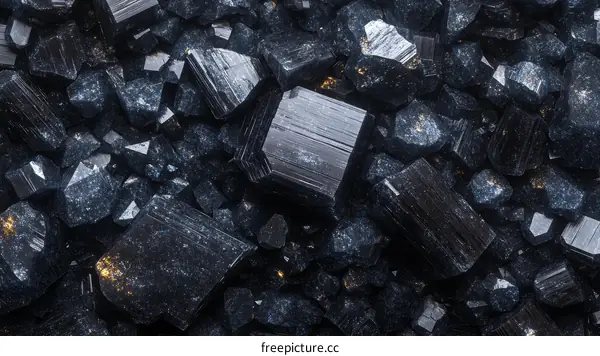 Close-up View of Black Crystals